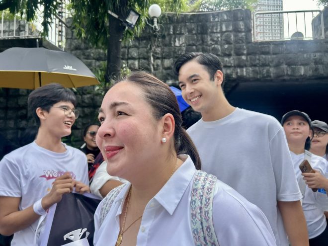 "SHOCKING: Marjorie Baretto and son Leon defy expectations, join anti-corruption rally at EDSA Shrine! #ProtestaNgBayan" — Marjorie Barretto EDSA Shrine rally, Corruption protest GMA coverage, Celebrity mother son activism