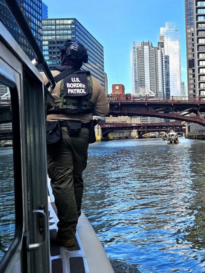 "SHOCKING: US Border Patrol Boats Spotted on Chicago River - JB Pritzker Fuming!" —  US Border Patrol, Chicago River patrol, Downtown Chicago boats patrol
