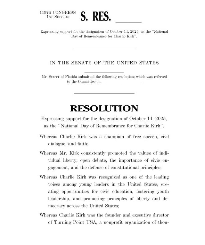 Senate Declares Controversial 'Charlie Kirk Day'! —  Charlie Kirk National Day, Senate resolution 2025, remembrance events October 14