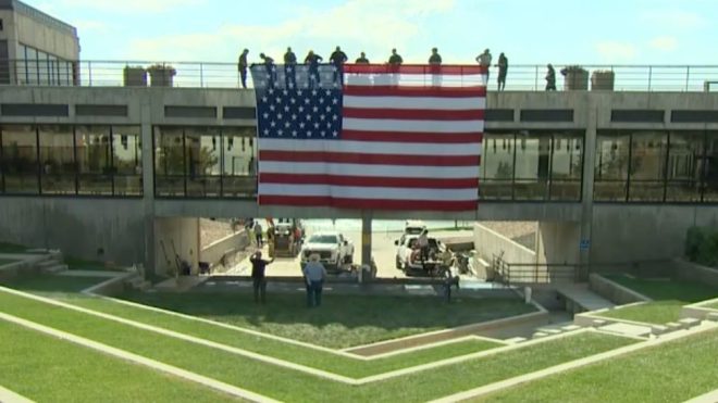 Shock and Honor: Giant Flag Erected at Kirk's Assassination Site! — Massive American flag tribute, Charlie Kirk memorial Utah, Utah Valley University news 2025