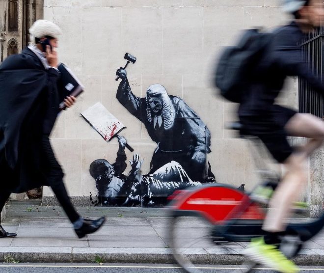 Shocking Banksy Mural: Judge vs. Protester Sparks Outrage! —  Banksy art controversy 2025, street art free speech debate, public art judicial critique