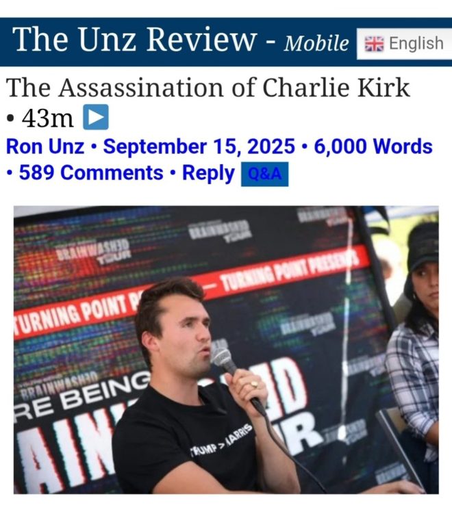 Shocking Claim: Israel Linked to Charlie Kirk's Death? —  Ron Unz controversy, Charlie Kirk death investigation, Trump officials Israel allegations