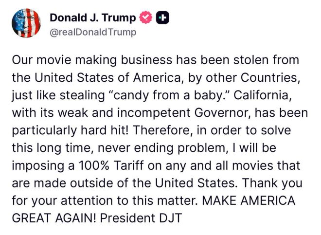 Shocking Move: Trump Slaps 100% Tariff on Foreign Films—Is This the End of Global Cinema?