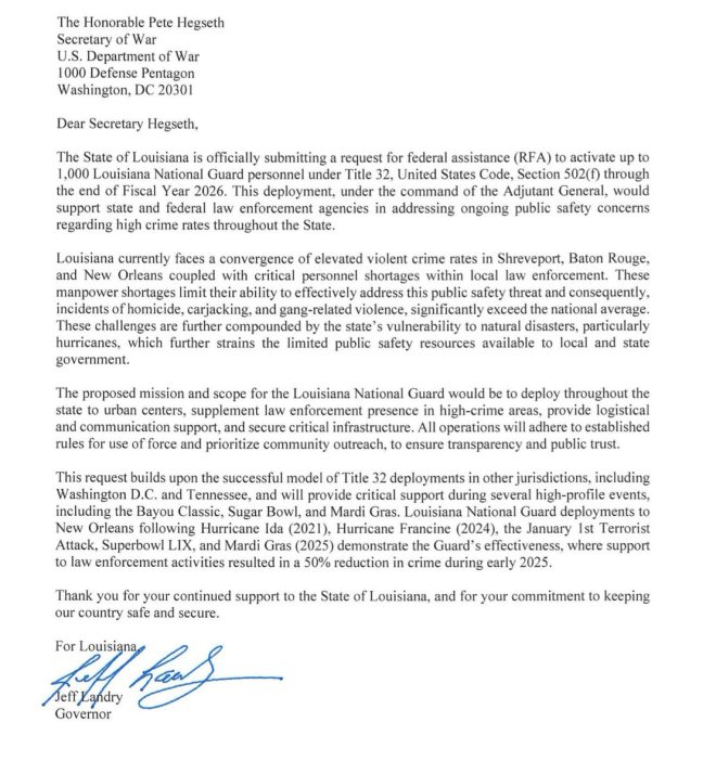 Shocking Request: Louisiana’s Governor Calls for 1,000 National Guardsmen! What’s Really Happening in Baton Rouge?