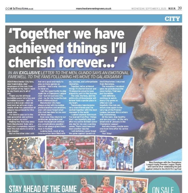 "Shocking Revelations in Man City's Personal Letter: Scandalous Secrets Exposed!" — Manchester City FC gratitude, heartfelt message Manchester Evening News, friends appreciation letter Manchester City