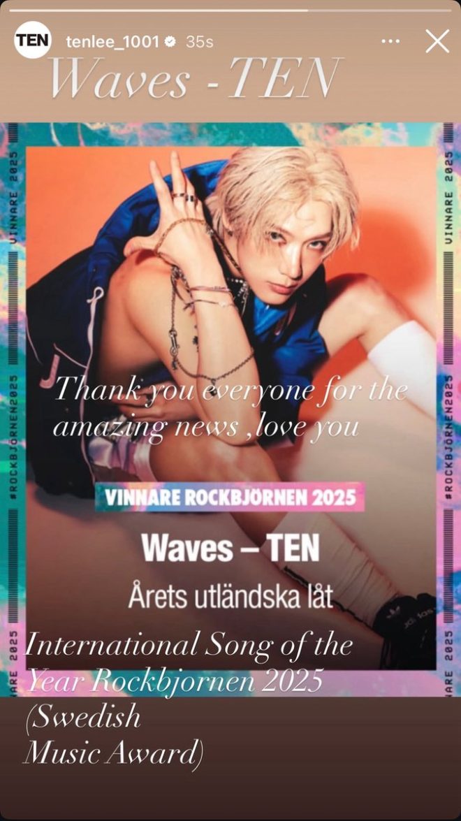 TEN's Controversial Revelation: SOTY Winner Spotted on IG Story! 💜 #TEN_Waves_SOTY —  เจ้าของเพลง, SOTY มาอัพ IG STORY, TEN_Waves, International Song of the Year, Rockbjornen, Swedish Music Award, #TEN_Waves_SOTY
