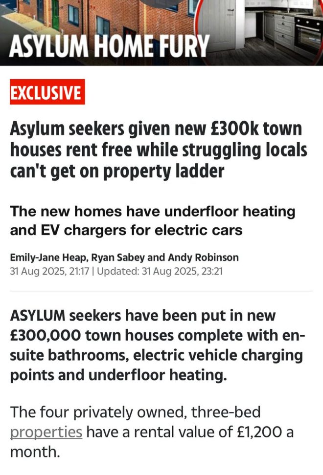 "Taxpayers Furious as Asylum Seekers Given Free £300k Town Houses and Bills Covered!" —  Asylum seekers housing benefits, Taxpayer-funded housing for refugees, Free accommodation for asylum seekers