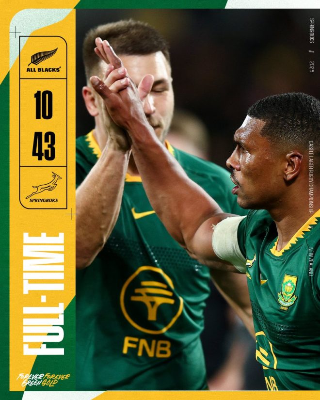 "The Springboks shock the world with historic win over All Blacks in record-breaking Freedom Cup victory! 🏉🇿🇦 #Springboks #ForeverGreenForeverGold" —  Springboks dominance, Rugby triumph, South Africa victory