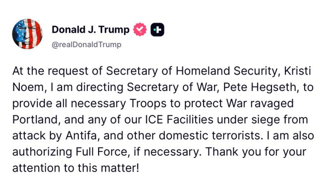 "Trump Orders Troop Surge in Portland to Defend ICE from Antifa!" —  President Trump, ICE facilities, Portland Oregon
Antifa extremists, Secretary of War, troops
Surge, protect, directed