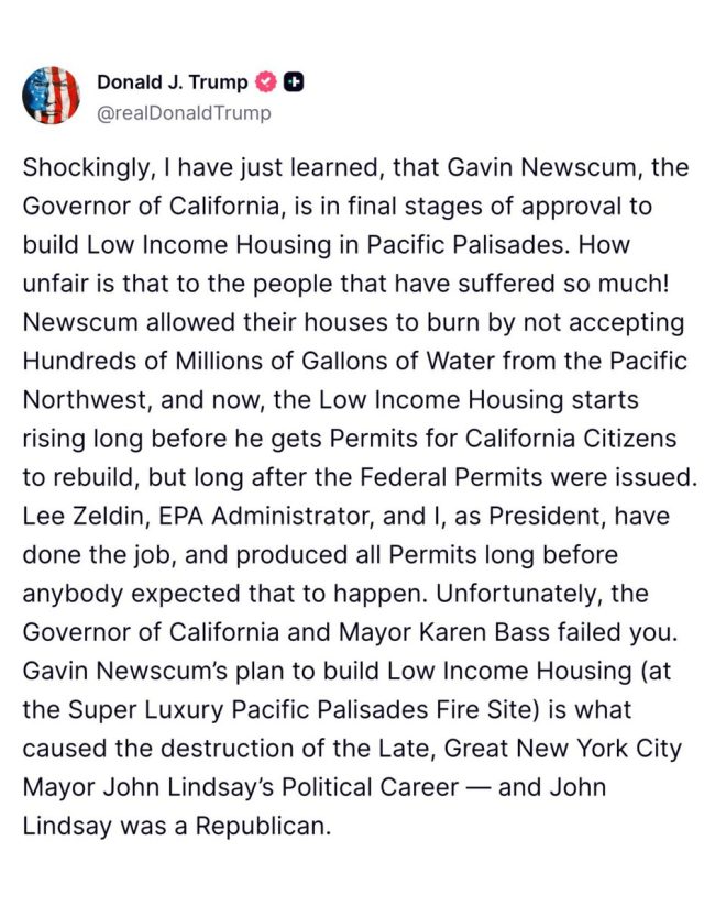 Trump Slams Newsom's Shocking Housing Plan for Palisades! — low income housing controversy, Gavin Newsom housing policies, Pacific Palisades rebuilding efforts
