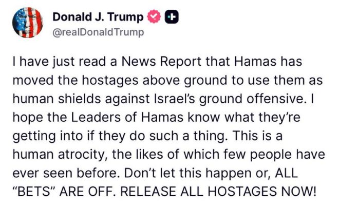 Trump's Bold Warning: Hostages as Shields Will Backfire! —  Trump Gaza conflict updates, Middle East crisis news, hostage situation developments