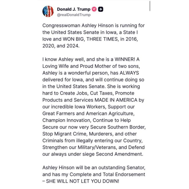 Trump's Shocking Senate Endorsement: Hinson or Chaos? —  Trump Iowa Senate endorsement, Ashley Hinson campaign 2025, Joni Ernst replacement Iowa