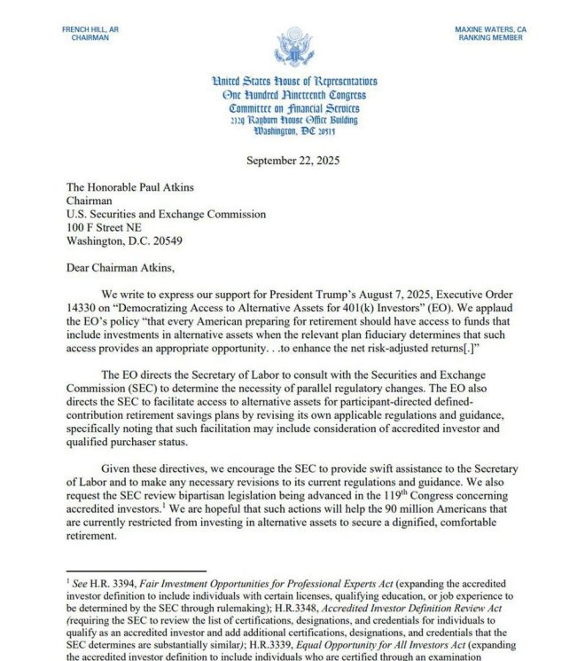 US Lawmakers Demand SEC Open $12.5T 401(k) to Crypto! —  crypto retirement accounts, SEC cryptocurrency regulations 2025, lawmakers push for digital assets