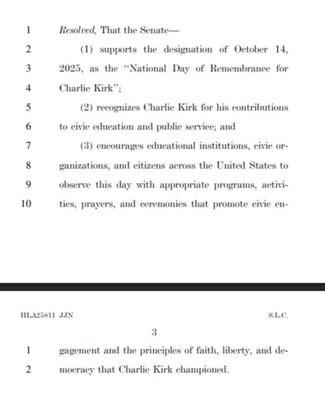 U.S. Senate Declares National Day for Controversial Figure! —  National Day of Remembrance 2025, Charlie Kirk birthday celebration, U.S. Senate honors Charlie Kirk