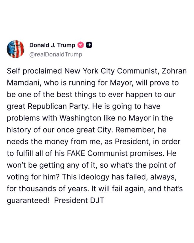 it! Trump slashes funding for Muslim communist in NYC! 🚨🔥 #ControversialDecision —  President Trump funding denial, Zohran Mamdani programs, NYC federal funding
Communist Muslim Zohran Mamdani, federal funding NYC, President Trump statement
Zero dollars for Zohran Mamdani, NYC programs funding, Trump administration decision