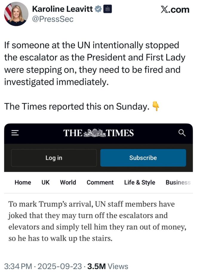 白宫发言人：蓄意停扶梯者应被解雇调查！ —  白宫新闻, 川普到访, 自动扶梯事件