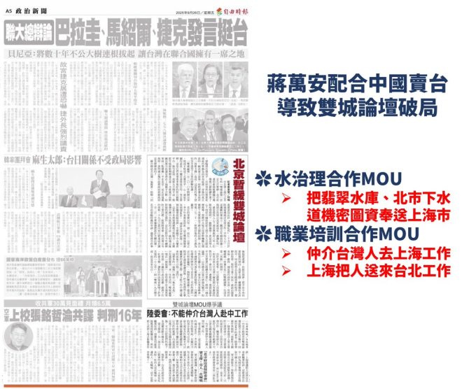 蔣萬安背後的秘密：雙城論壇真相大揭秘 —  蔣萬安雙城論壇, 台灣賣台MOU, 中國水治理合作