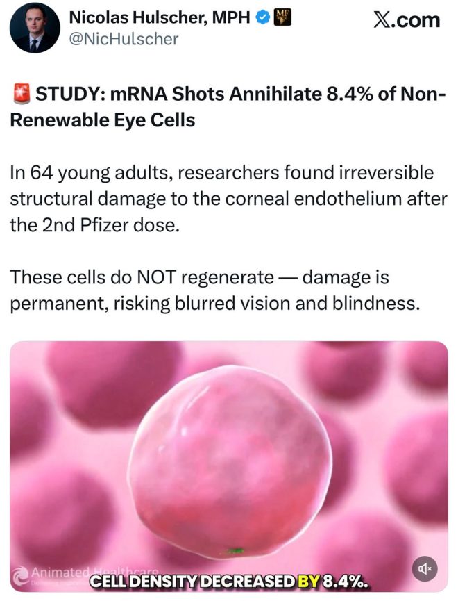 震惊！COVID疫苗竟毁眼细胞8.4%！ —  突发健康警报, mRNA疫苗眼部损伤, 永久性角膜细胞影响