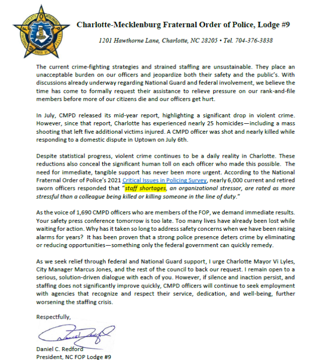 Charlotte Police Union Pleads Trump for Guard Amid Crisis! —  Charlotte crime crisis, National Guard intervention 2025, police staffing shortage North Carolina