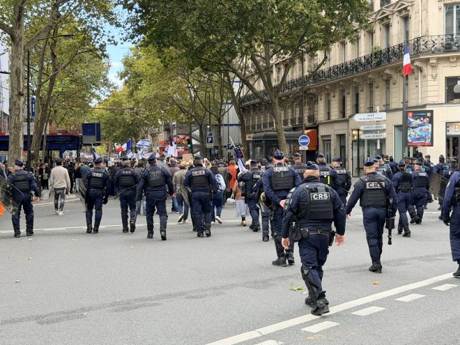 "Shocking: French Police Show Restraint, Escort Protesters Without Firing Shots" —  
Peaceful protest police escort
Non-lethal crowd control France
Demonstrations police restraint France