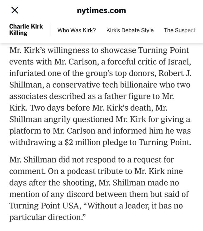 Shocking Ties: Did Shillman's Donation Cancellation Spark Chaos? —  Zionist billionaire controversy, TPUSA funding scandal, New York Times news attribution