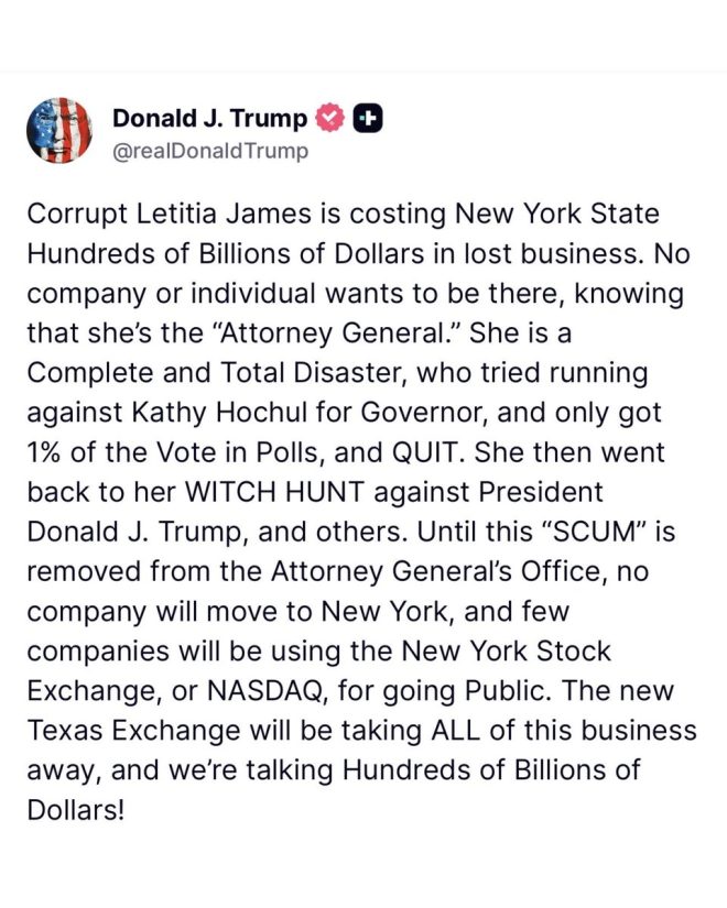 Trump's Fiery Attack on Letitia James: A $Billion Exodus! —  Trump vs Letitia James controversy, New York financial exodus, political fallout from Trump statement