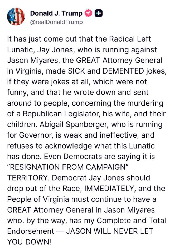 Trump's Shocking Remarks on Jay Jones Ignite Outrage! —  Trump Virginia AG election, Jay Jones controversy 2025, political endorsements Trump