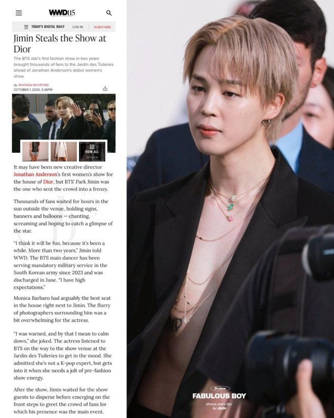 pleading for a glimpse of the K-pop idol, who stole the show at the #DiorSummer26 fashion show with his electrifying presence and jaw-dropping style. —  BTS Park Jimin fashion show, Dior Summer26, celebrity runway style